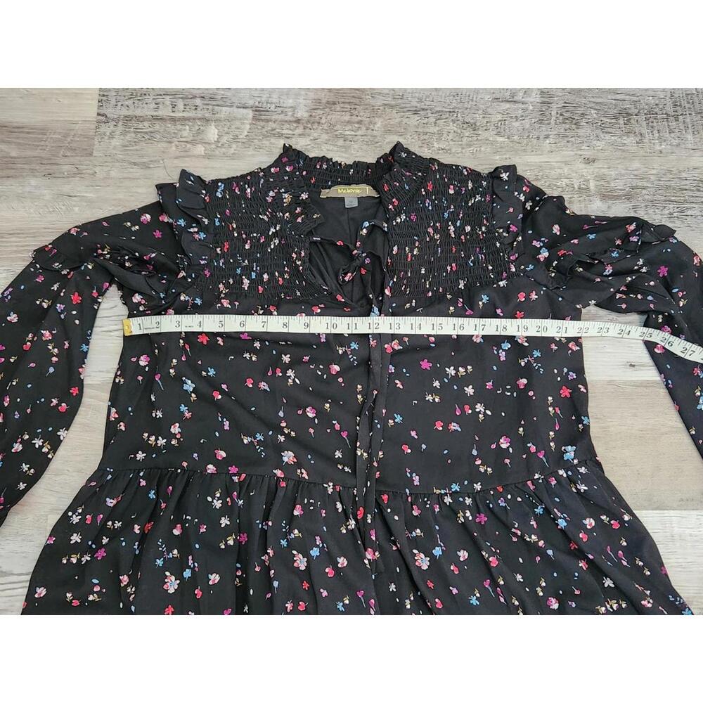 Melonie T Dress Size 12 Black Long Sleeve Floral Babydoll NWT $79 - Picture 8 of 11
